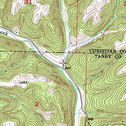 Topographic Map of Hurricane Hollow, MO