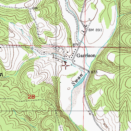 Topographic Map of Garrison School (historical), MO
