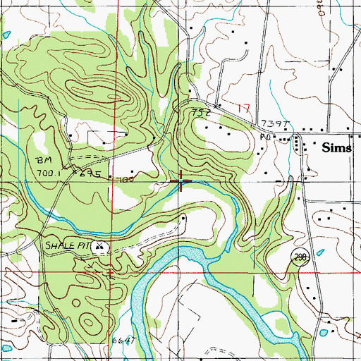 Topographic Map of Rock Creek, AR