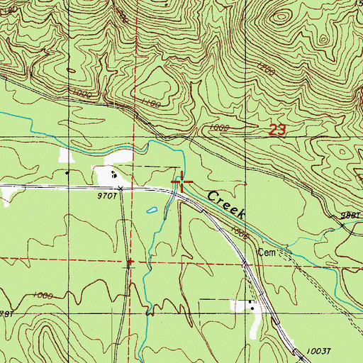 Topographic Map of Rock Creek, AR