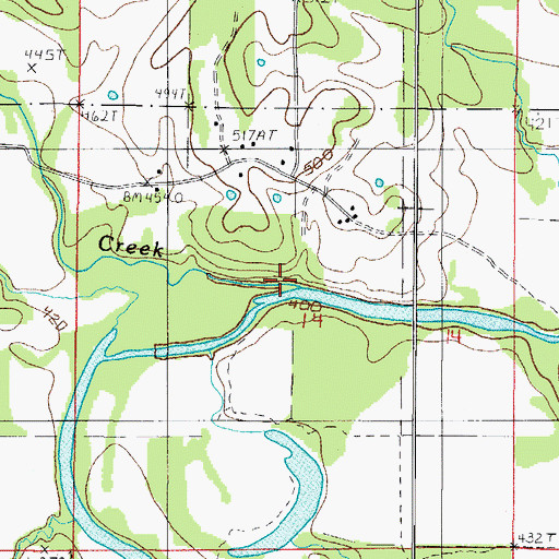 Topographic Map of Rock Creek, AR