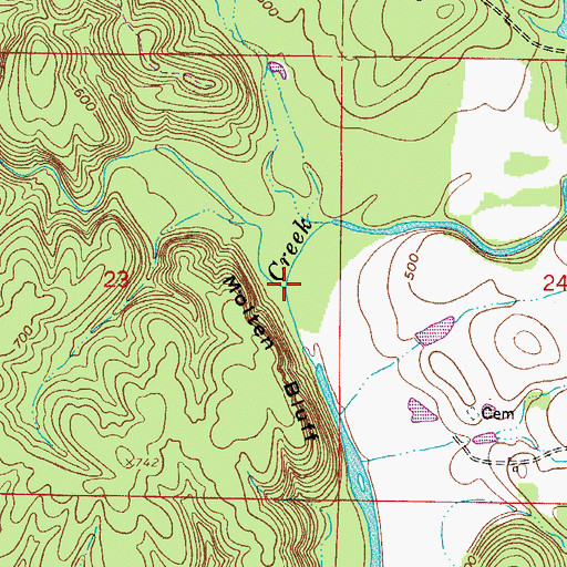 Topographic Map of Rock Creek, AR