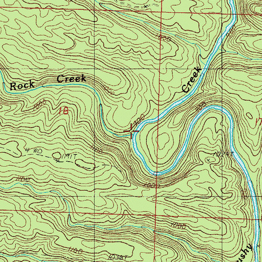 Topographic Map of Rock Creek, AR