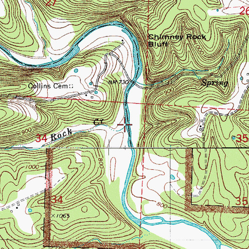 Topographic Map of Rock Creek, AR