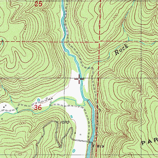 Topographic Map of Rock Creek, AR