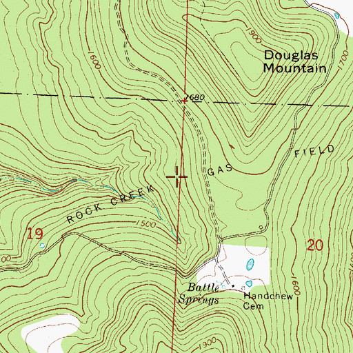 Topographic Map of Rock Creek Gas Field, AR