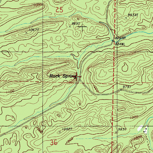 Topographic Map of Rock Spring, AR