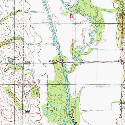 Topographic Map of Rays Bridge, MO