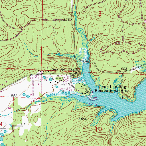 Topographic Map of Rock Springs Church, AR