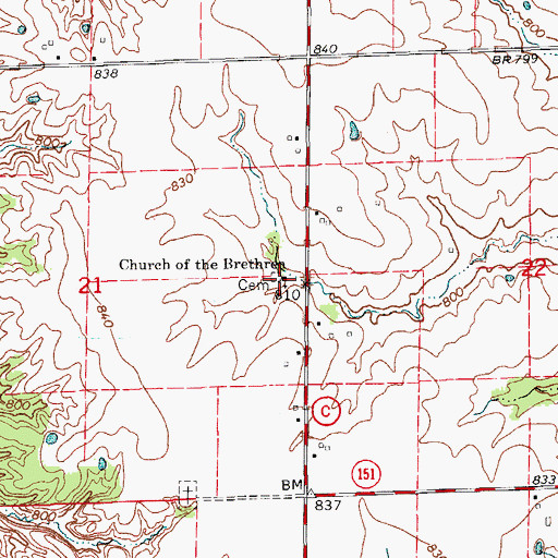 Topographic Map of Mennonite Church, MO