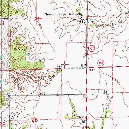 Topographic Map of New Providence Church (historical), MO