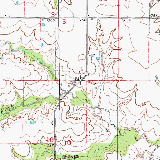 Topographic Map of Elgin, MO
