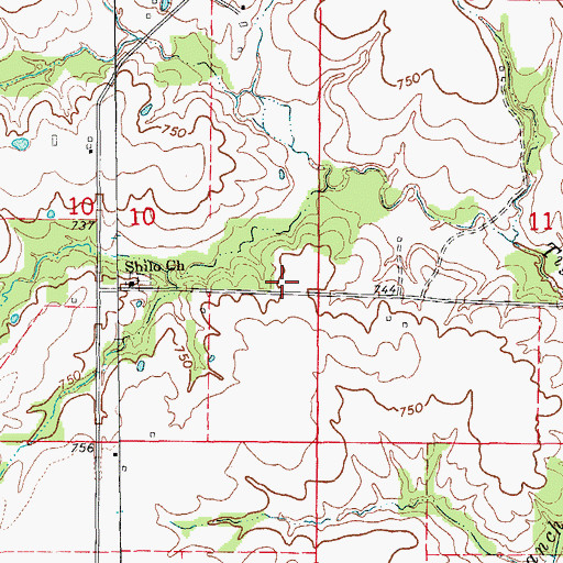Topographic Map of Garrison Church (historical), MO