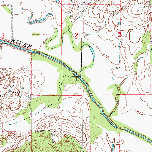 Topographic Map of Jones Branch, MO