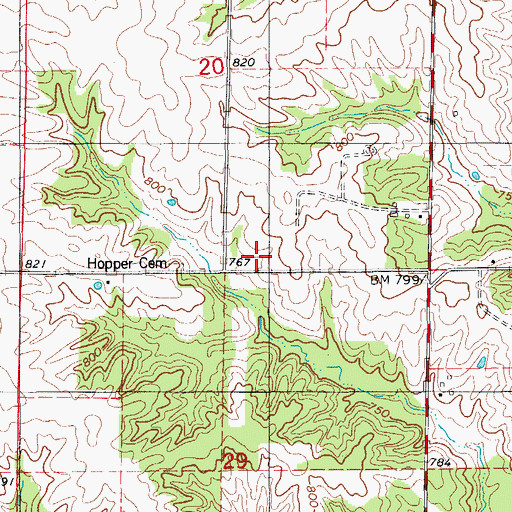 Topographic Map of Hopper School (historical), MO