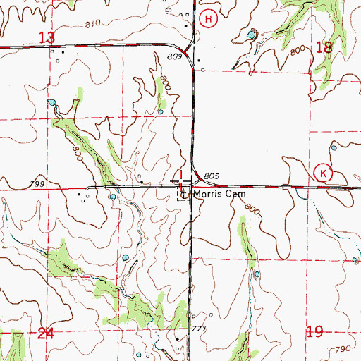 Topographic Map of Morris Chapel, MO