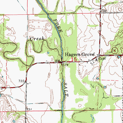 Topographic Map of Snowder Bridge, MO