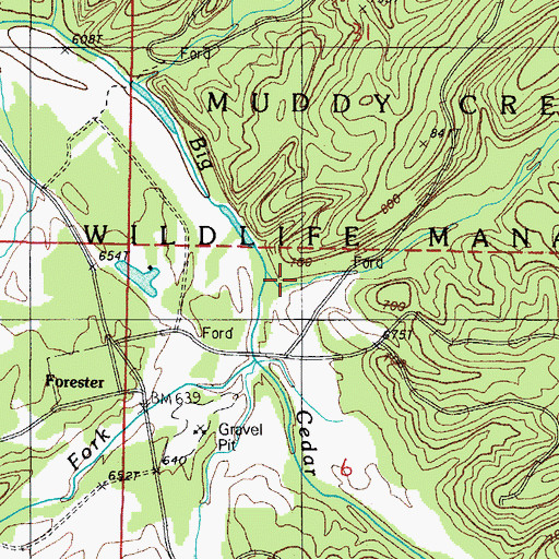 Topographic Map of Rocky Branch, AR