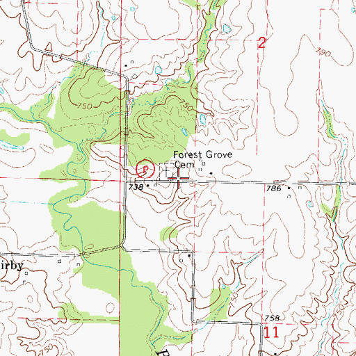 Topographic Map of Forest Grove Church (historical), MO