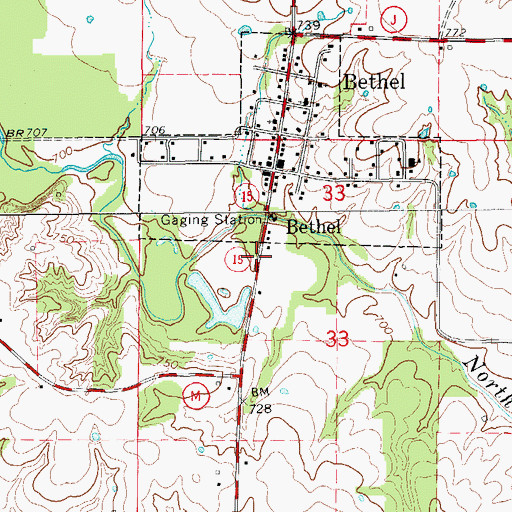 Topographic Map of Mamre, MO