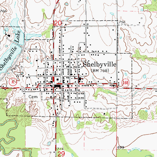 Topographic Map of Shelby High School, MO