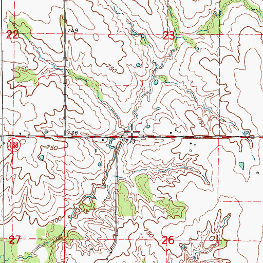 Topographic Map of Frye School (historical), MO