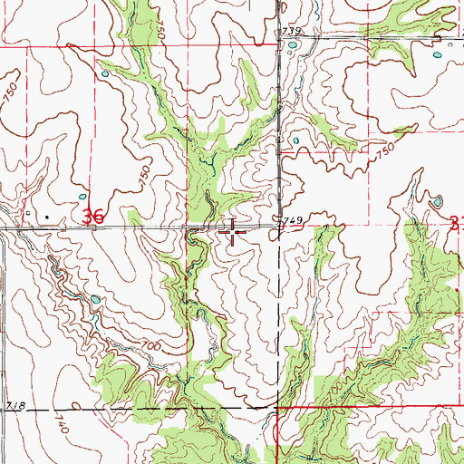 Topographic Map of Baker School (historical), MO