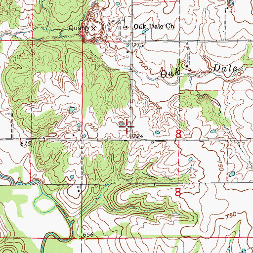 Topographic Map of Oak Dell School (historical), MO