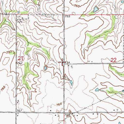 Topographic Map of Ridge School (historical), MO