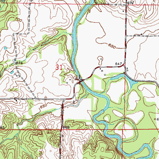 Topographic Map of Kincheloe Bridge, MO