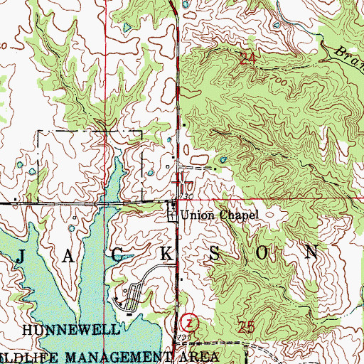 Topographic Map of Union Chapel School (historical), MO