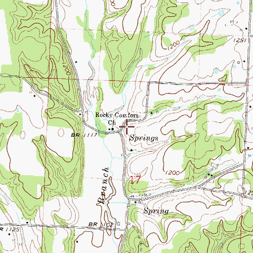 Topographic Map of Rocky Comfort Church, AR
