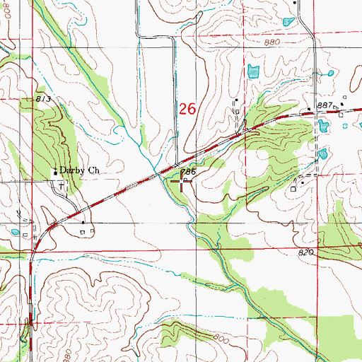 Topographic Map of Jaybird Darby School (historical), MO