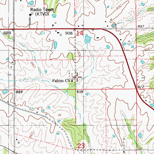Topographic Map of Fabius School (historical), MO