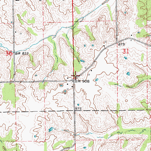 Topographic Map of Hickory Grove School (historical), MO