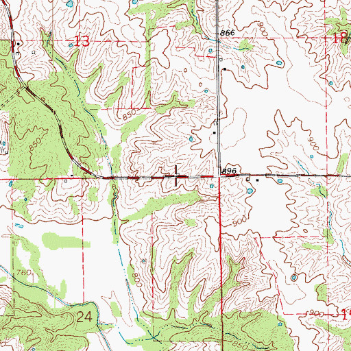 Topographic Map of Elm Grove School (historical), MO