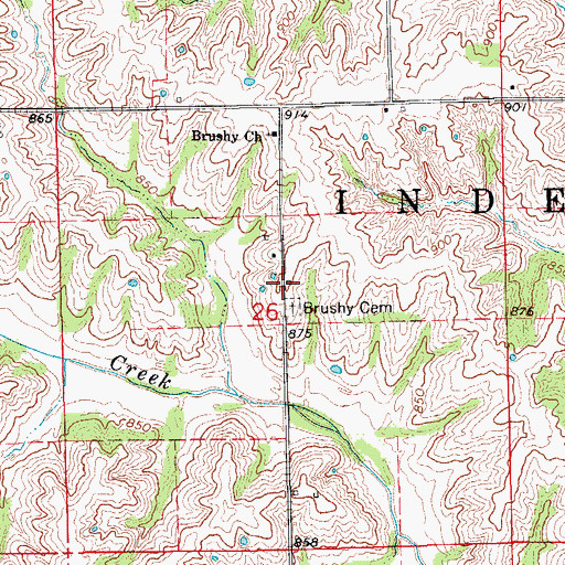 Topographic Map of Brushy School (historical), MO