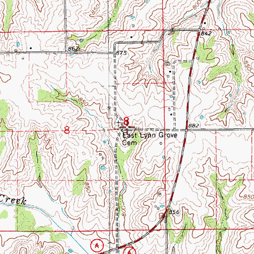 Topographic Map of East Lynn Grove School (historical), MO