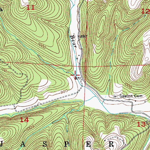Topographic Map of Hollow Creek, MO