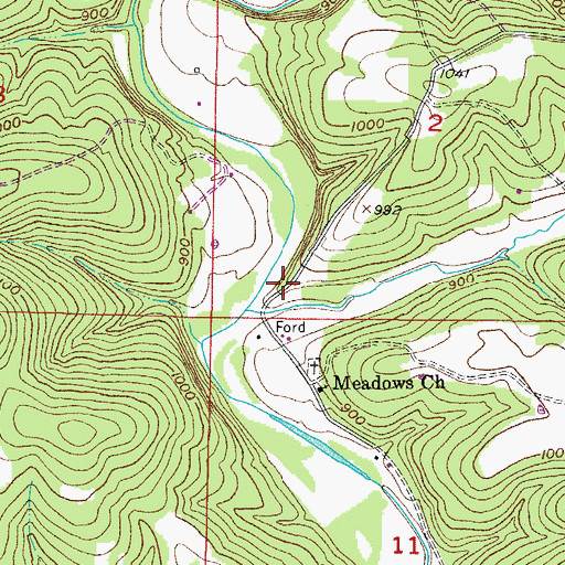 Topographic Map of Bluff, MO