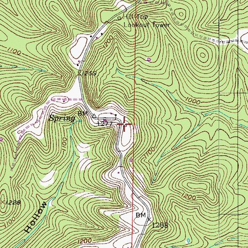 Topographic Map of Hilltop School (historical), MO