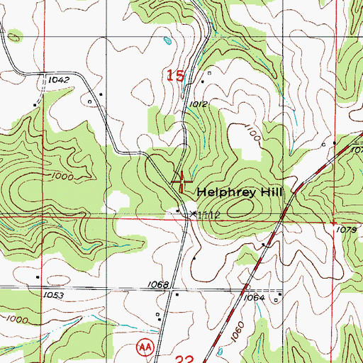 Topographic Map of Helphry School (historical), MO