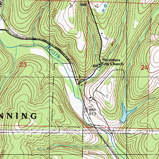 Topographic Map of Dewey Grove School (historical), MO