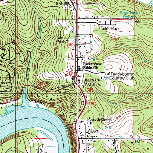 Topographic Map of Riverview School (historical), MO
