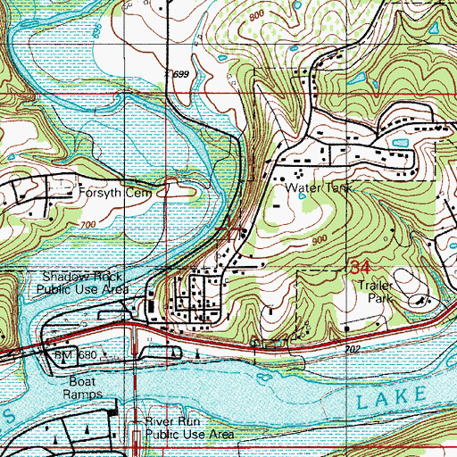 Topographic Map of Shadow Rock, MO