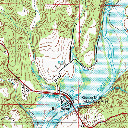 Topographic Map of Kissee Mills School (historical), MO