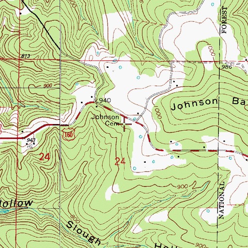 Topographic Map of Johnson School (historical), MO