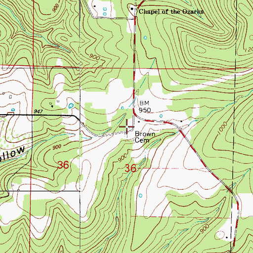 Topographic Map of Brown School (historical), MO