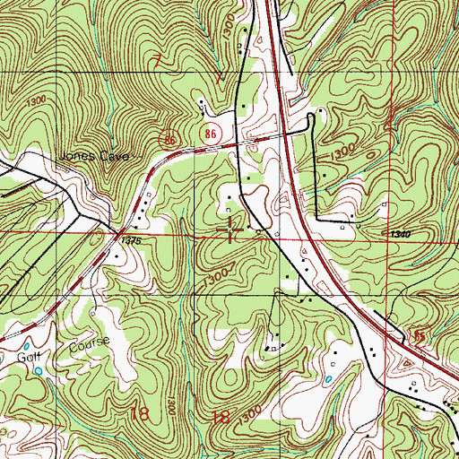 Topographic Map of Ridgedale School (historical), MO