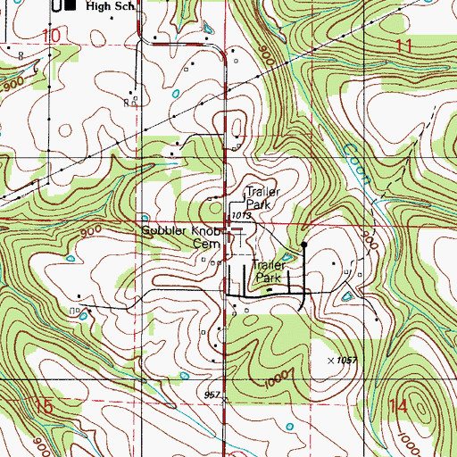 Topographic Map of Gobblers Knob School (historical), MO